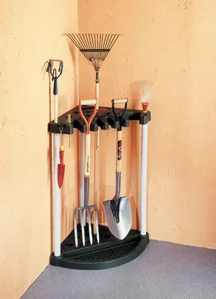 Dārza darbarīku turētājs stūra Corner Tool Rack melns Foto 3