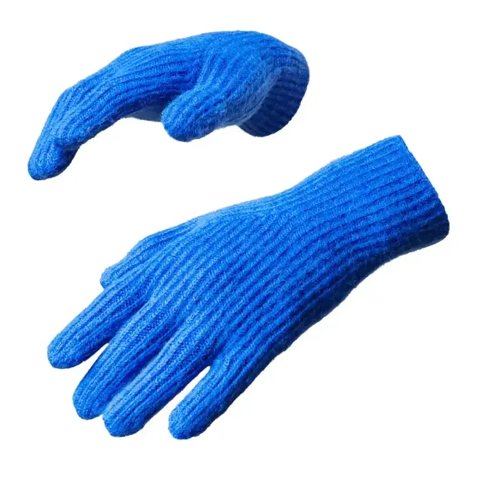 Braided telephone gloves with cutouts for fingers - blue Фото 2