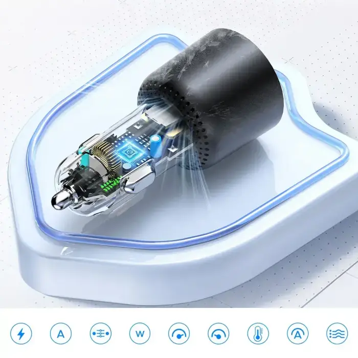 Orico HyperDrive 165W USB-A + 2x USB-C Car Charger - Black Foto 6