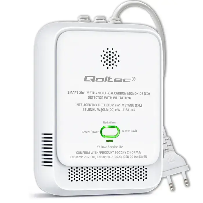 Qoltec Certified natural gas and carbon monoxide (CO) leak detector | CH4 | CO | NG | Tuya | Wi-Fi | 85dB alarm | LED Photo 11