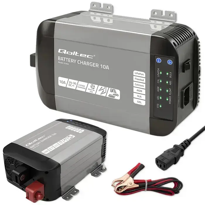 Qoltec Smart Monolith charger for LiFePO4 AGM GEL SLA batteries | 10A | 24V Photo 13