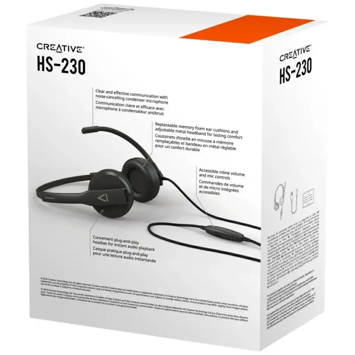 Creative HS-230 Wired Headphones with USB Microphone Black Photo 8