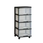 Atvilktņu sistēma ar 4 atvilktnēm 20L Drawer System 37x39x80,5cm melna/caurspīdīga Foto 1