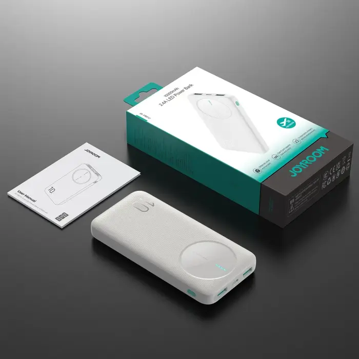 Joyroom JR-PBF12 ārējais akumulators (powerbank) | 10000 mAh | 12W | USB-A, USB-C | balts Foto 15