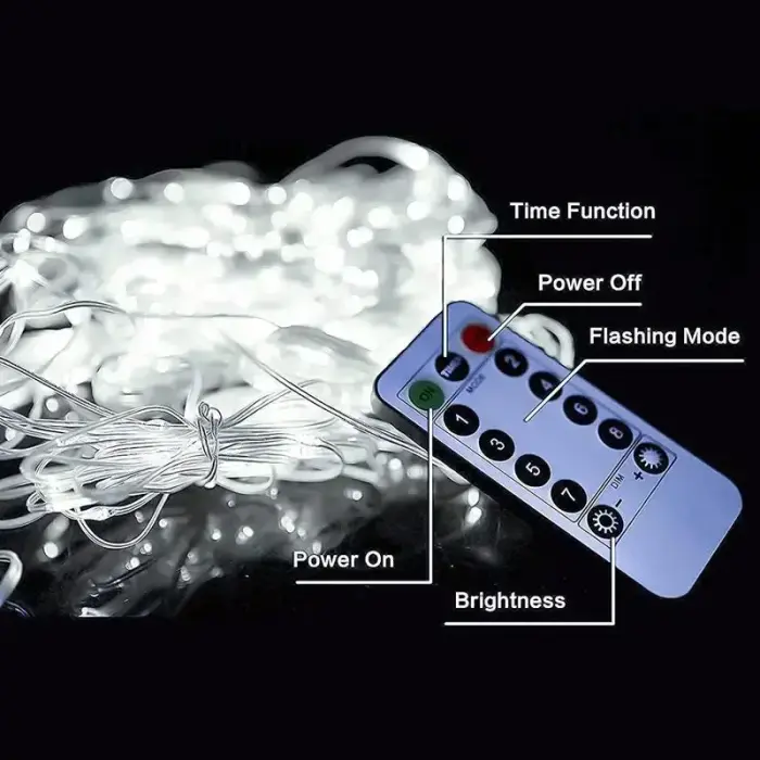 LED CURTAIN (100 LED LAMPS) 3Mx1M WITHOUT PENDANT COLD WHITE Foto 3