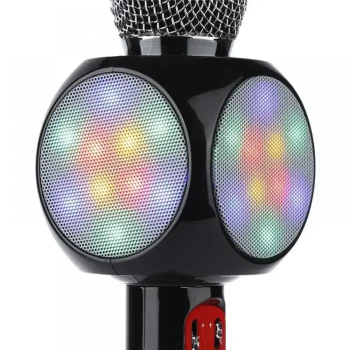Goodbuy LED 360 караоке микрофон с динамиком bluetooth | 5 Вт | aux | голосовой модулятор | USB | Micro SD черный Фото 2