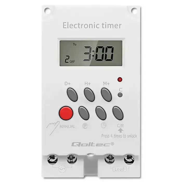 Qoltec Electronic timer PC0629 for DIN rail | LCD Foto 7