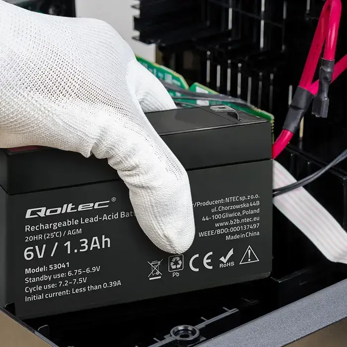 Qoltec AGM battery | 6V | 1.3Ah | Maintenance-free | Efficient| LongLife | for UPS, scale, cash register Фото 6