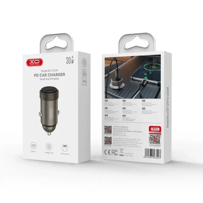 XO car charger CC70 PD 30W 1x USB-C black Photo 2
