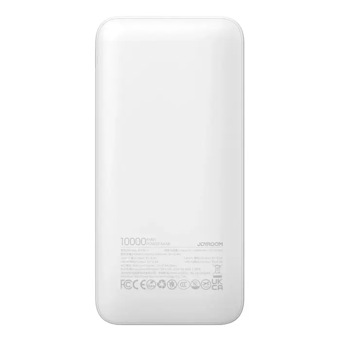 Joyroom JR-PBF12 ārējais akumulators (powerbank) | 10000 mAh | 12W | USB-A, USB-C | balts Foto 3