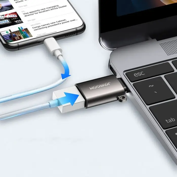 Joyroom USB 3.2 Gen 1 (Male) - USB Type C (Female) adapter black (S-H151 Black) Фото 4