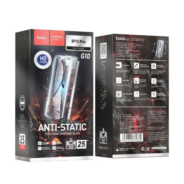 Tempered glass to iPhone 15 PRO Hoco HD Anti-static 25 pcs G10 Foto 9