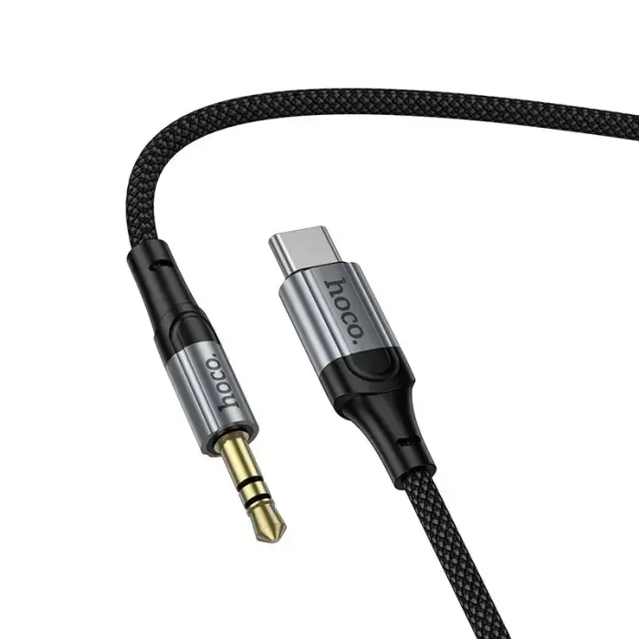 Cable AUX Jack 3,5 mm to USB C Hoco 1,5 m UPA33B black Photo 3