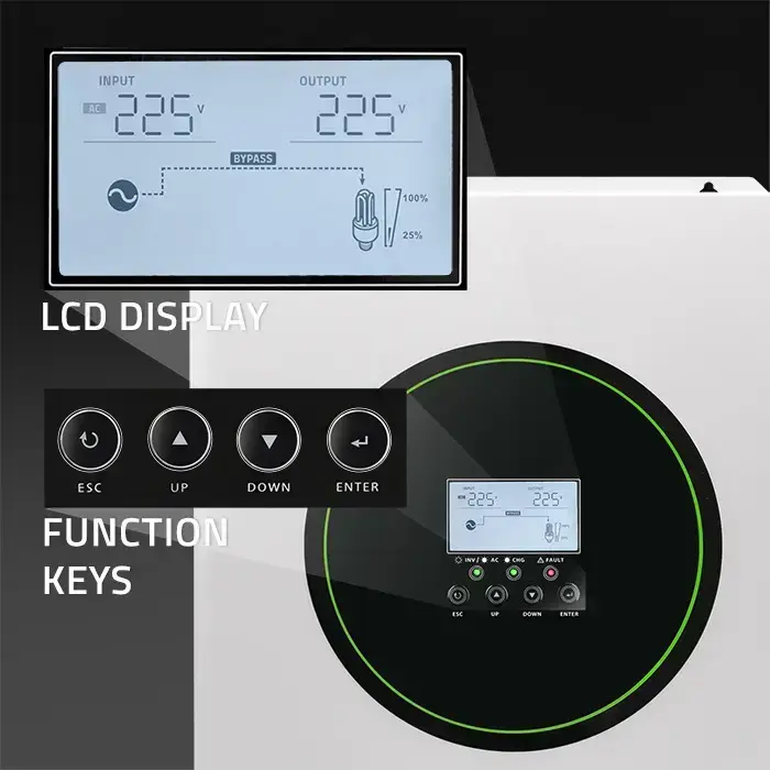 Qoltec Hybrid Solar Inverter Off-Grid 6200W | 120A | 48V| MPPT | BMS | AGM GEL LiFePO4 |  Wi-Fi option | Sinus | Power factor 1.0  Foto 4