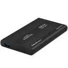 Qoltec Aluminium External Hard Drive Case HDD SSD 2.5'' SATA3 | USB 3.0 | Black Photo 1