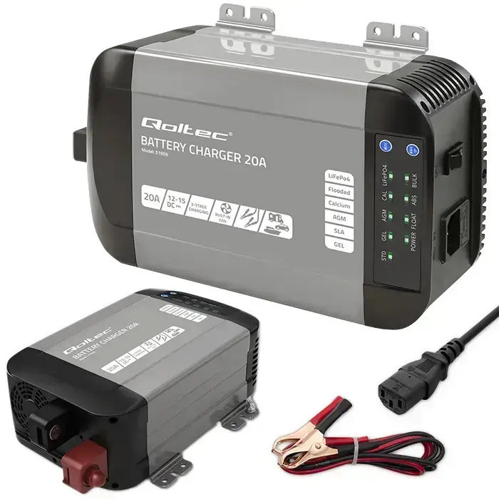 Qoltec Smart Monolith charger for LiFePO4 AGM GEL SLA batteries | 20A | 12V Photo 16