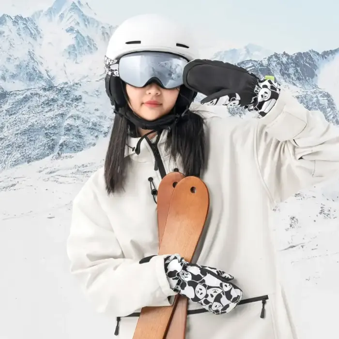 Qunature Panda Heat Transfer Ski Gloves Kids Size S - Black/White Foto 9