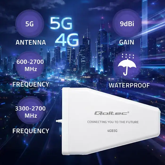 Qoltec 4G 5G LTE antenna | 9dBi | directional | external | N female | waterproof | 3m Photo 2