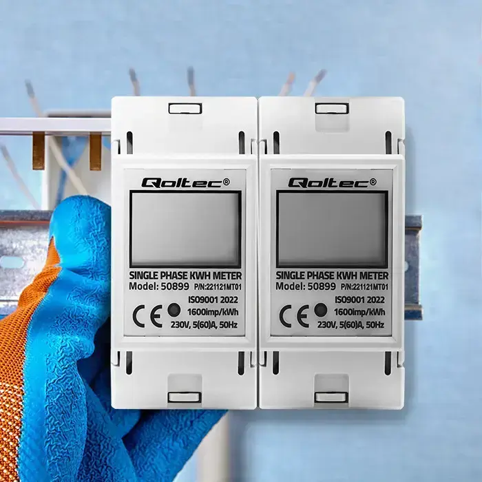 Qoltec Single phase electronic energy consumption meter | 230 V | LCD | 2P | DIN rail Foto 2