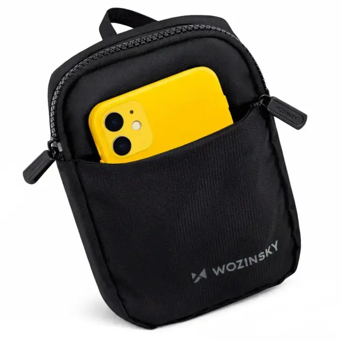 Wozinsky WMS-W1 Unisex Mini Shoulder Bag Waterproof Dual-Compartment for Phone - Black Photo 9