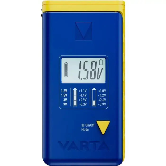 VARTA battery tester with digital display (AA, AAA, Type C, Type D, 9V, button) 893101111 blue Photo 3