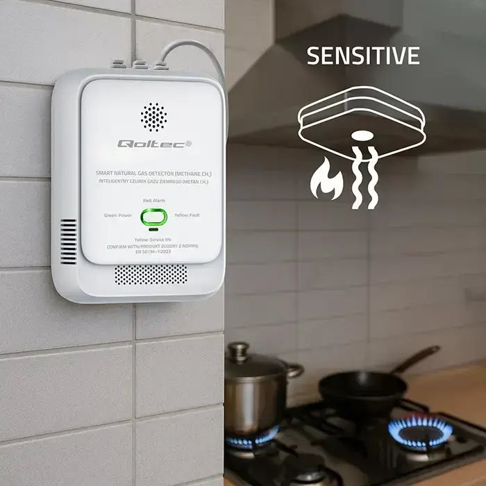 Qoltec  Certified natural gas leak sensor | CH4 detector | NG | 85dB alarm | LED Foto 7