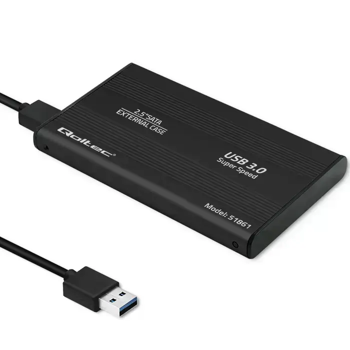 Qoltec Aluminium External Hard Drive Case HDD SSD 2.5'' SATA3 | USB 3.0 | Black Photo 6