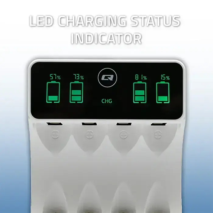 Qoltec Battery Charger for Ni-MH type R03 AAA R6 AA | LCD | USB-C cable | White  Photo 6
