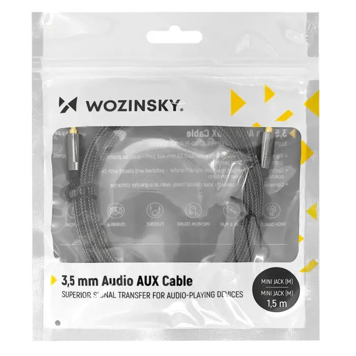 Wozinsky universal mini jack cable 2x AUX cable 1.5 m black Photo 6