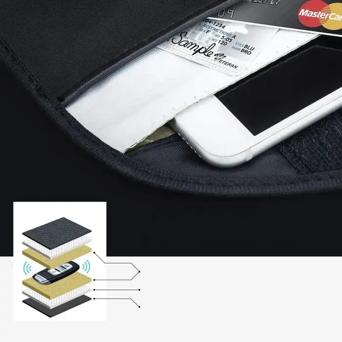 Anti-theft Case for Car Keys Phone Radio Blocking Faraday Box Faraday Cage 20cm x 11cm Black Фото 14