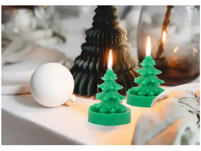 Christmas candle Green Christmas tree 1 pcs | 5h Photo 2