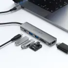 Acefast J18 USB Hub USB-C 6-in-1 HDMI 4K 60Hz PD90W Docking Station - Gray Фото 5